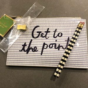 NWT Kate Spade seersucker pouch + accessories